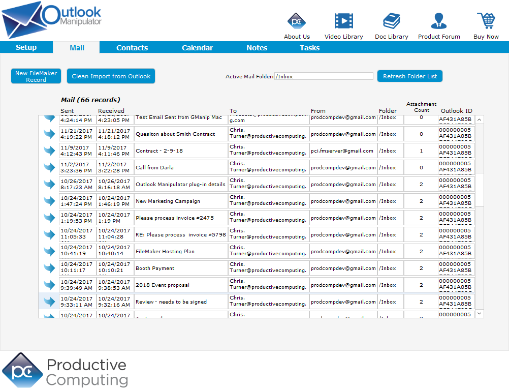 Outlook Manipulator FileMaker plug-in